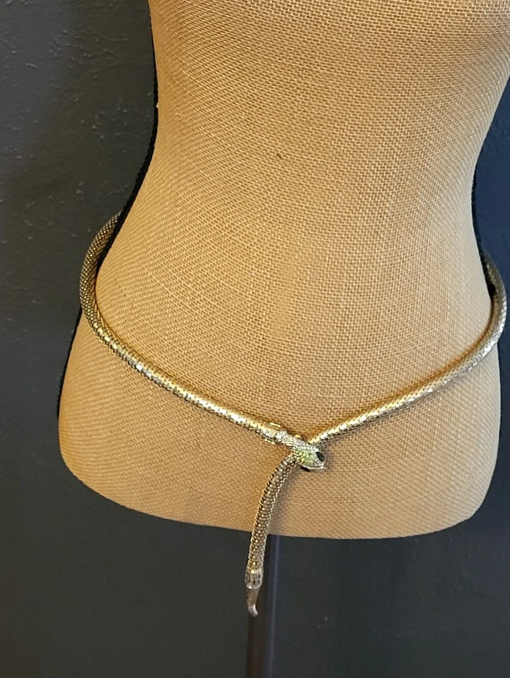 Whiting Davis Vintage 60s Goldtone Oromesh Serpent Belt/Lariat Necklace 38